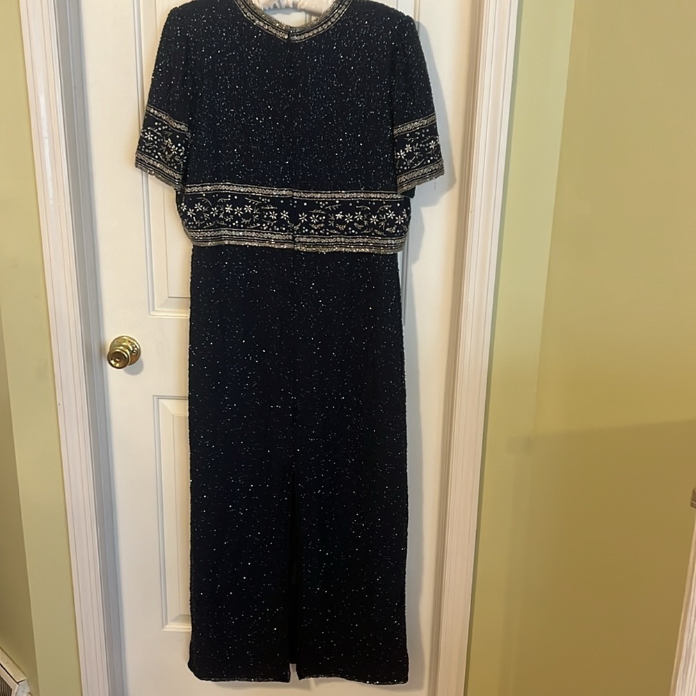 Laurence Kazar evening dress formal size XXL Sequins full length lined - Picture 3 of 14